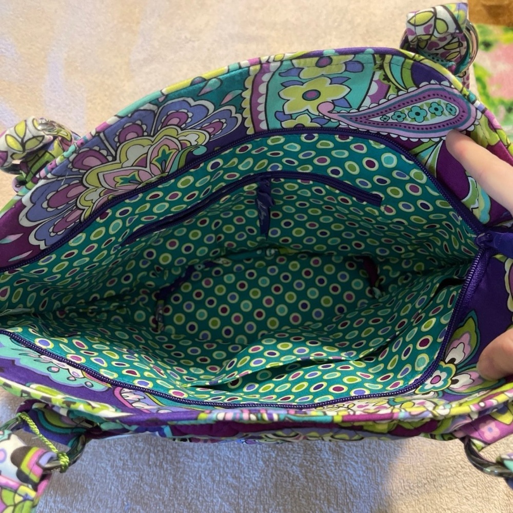 Vera Bradley Purple Teal Floral Quilted Tote - Picture 7 of 10